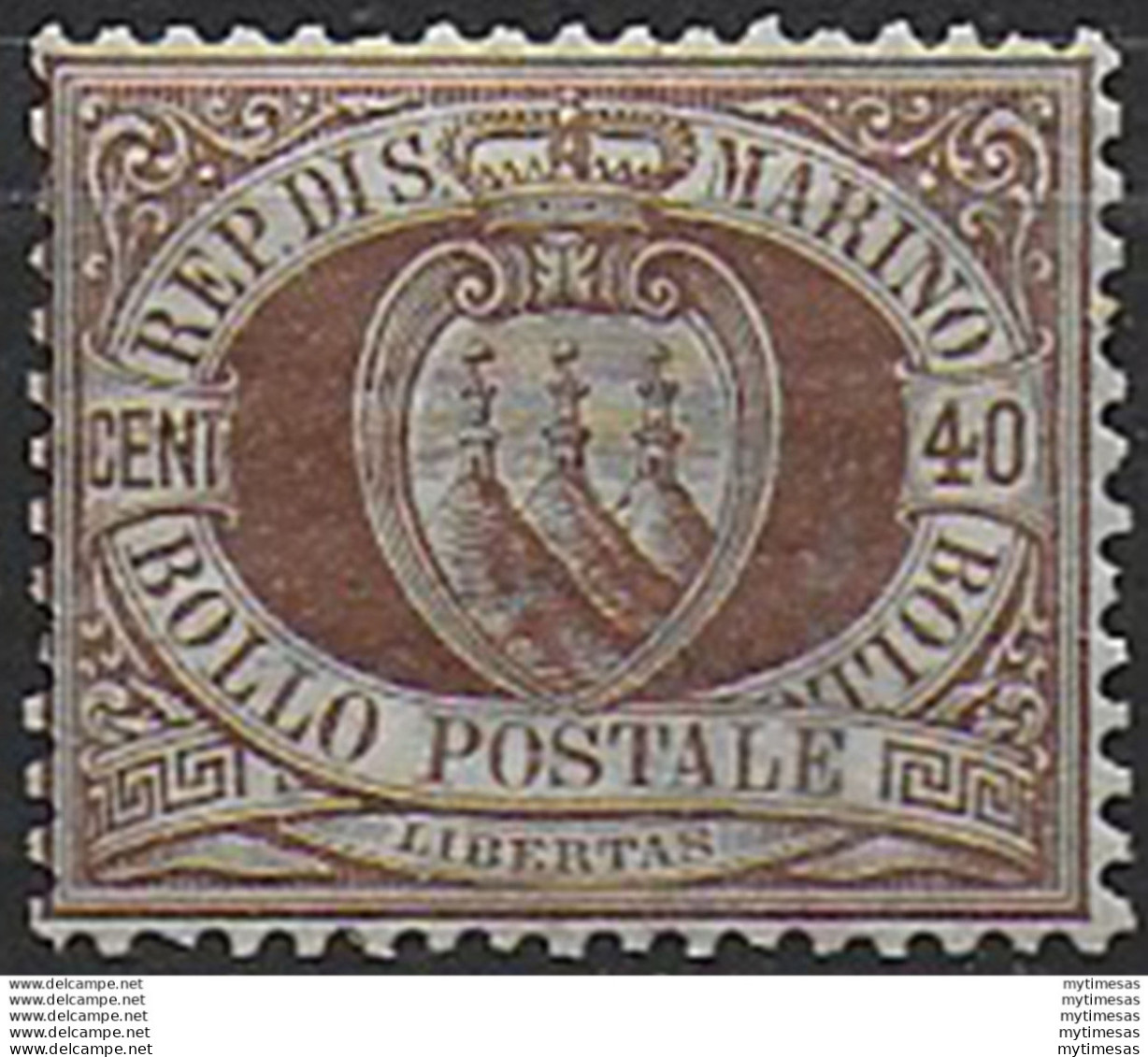 1894 San Marino Stemma 40c. Bruno Bc MNH Sassone N. 17 - Sonstige & Ohne Zuordnung