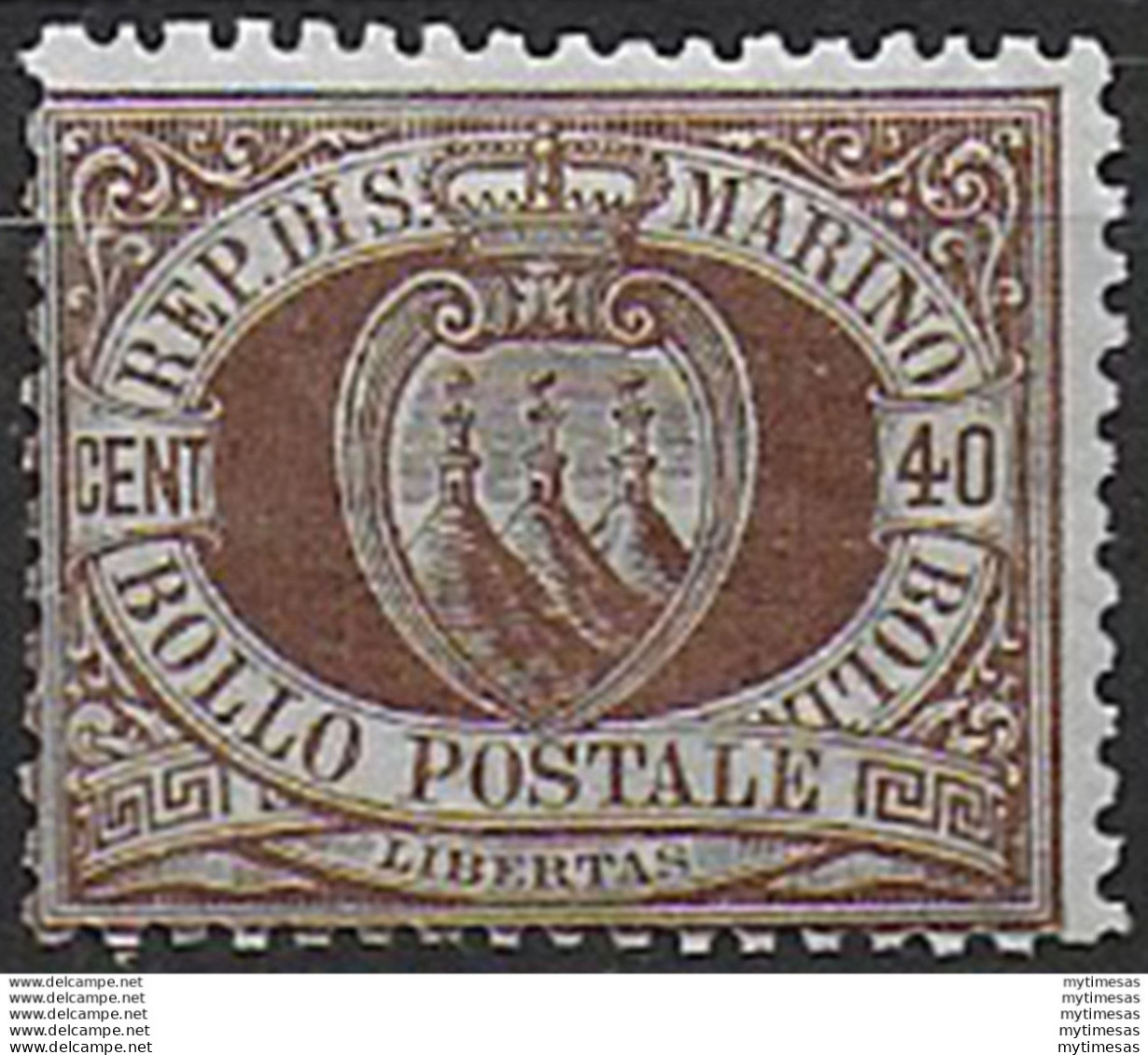 1894 San Marino Stemma 40c. Bruno Mc MNH Sassone N. 17 - Andere & Zonder Classificatie