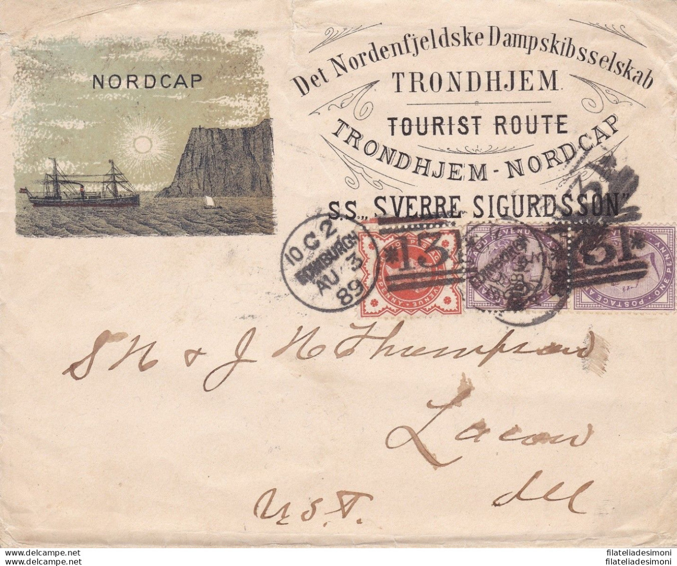 1889 NORVEGIA, Busta Privata Illustrata Della Rotta Turistica Per CAPO NORD - Spedizioni Polari - Autres & Non Classés