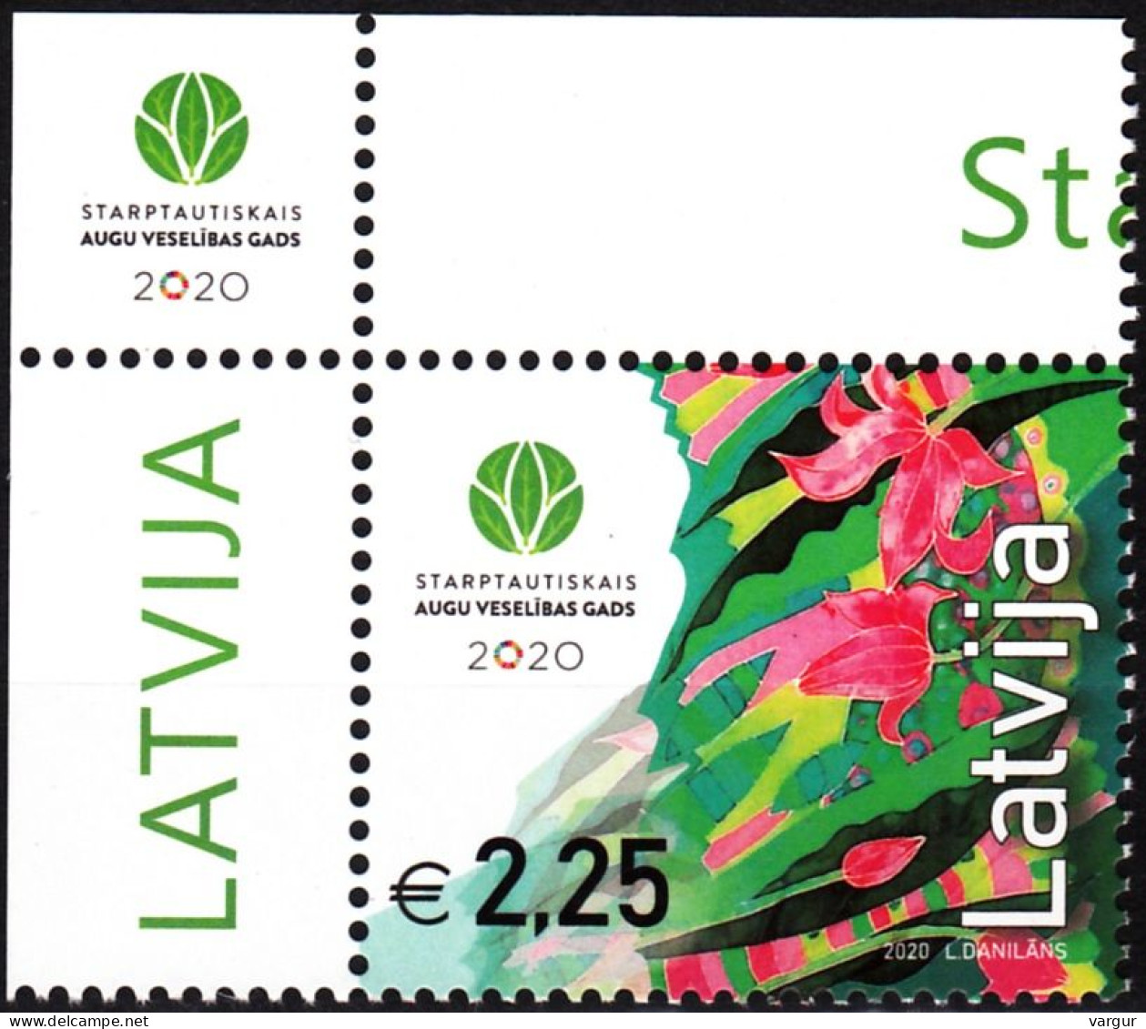 LATVIA 2020-07 FLORA: International Year Of Plants Health. CORNER, MNH - Protezione Dell'Ambiente & Clima