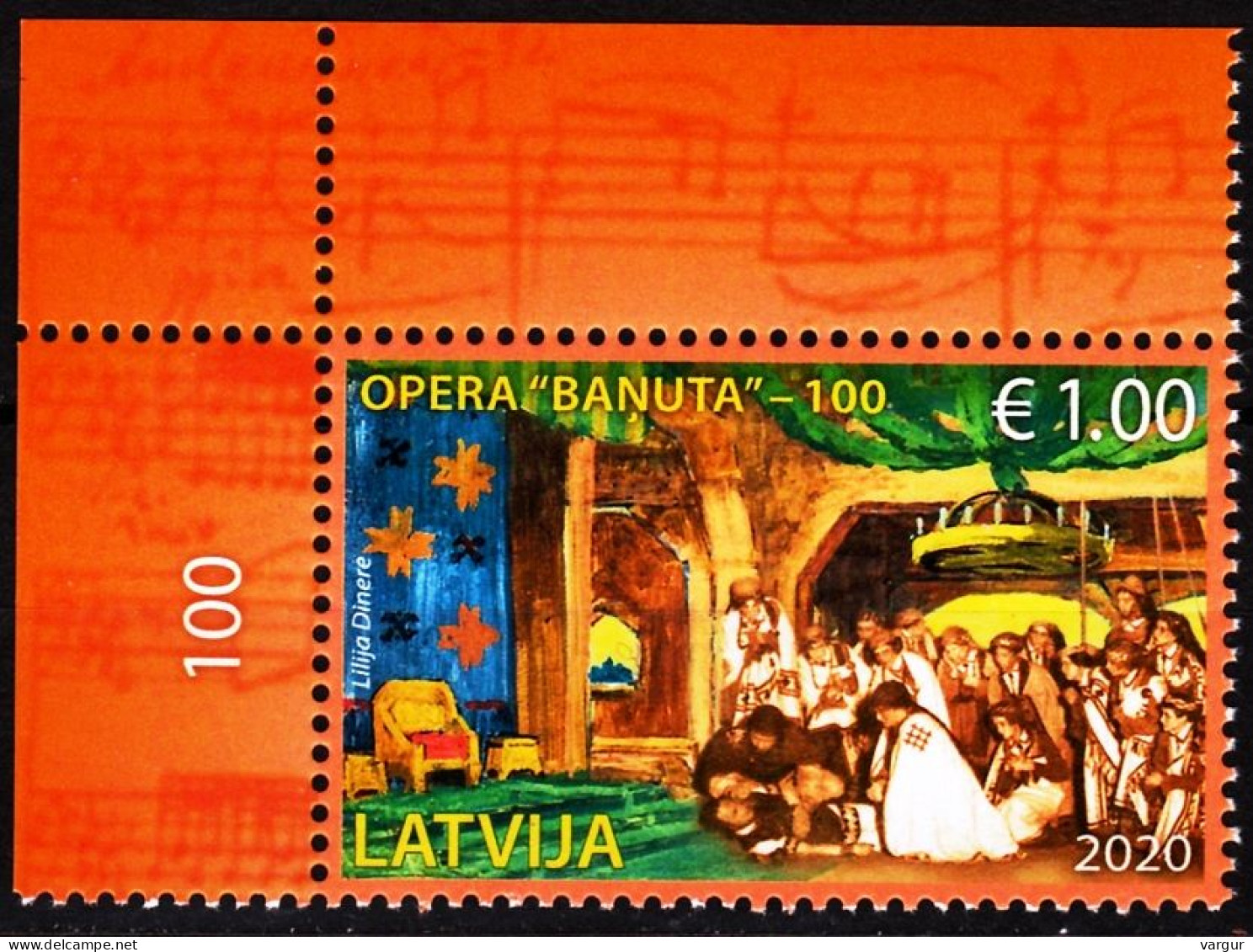 LATVIA 2020-09 ART Music: Centenary Of 1st Latvian Opera "Banuta". CORNER, MNH - Musik