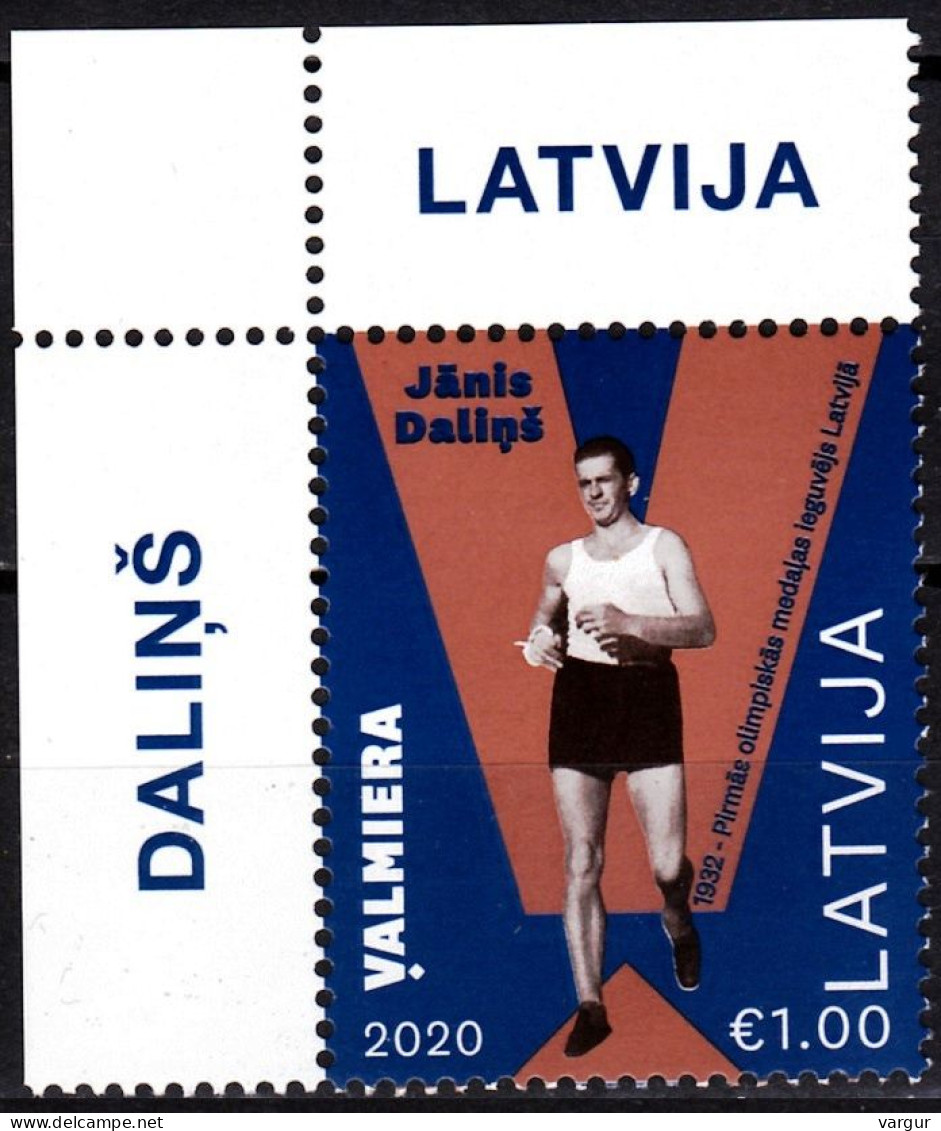 LATVIA 2020-15 Sport Light Athletics: Dalins, First Olympic Medal. CORNER, MNH - Estate 1932: Los Angeles