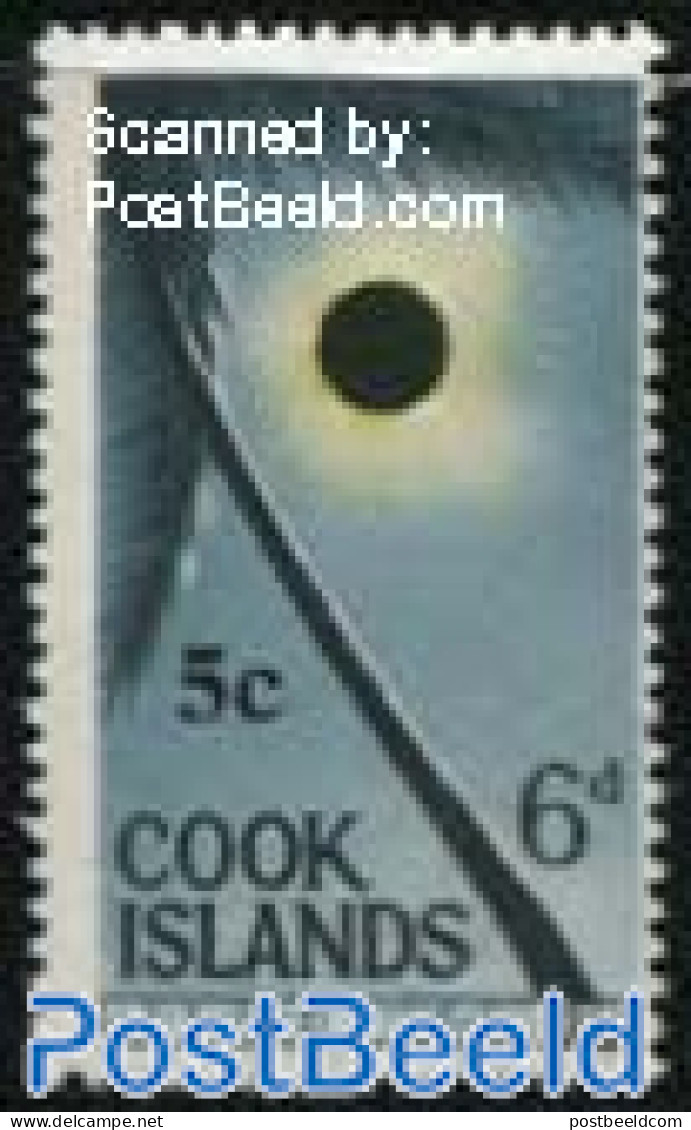 Cook Islands 1967 5c On 6p, Stamp Out Of Set, Mint NH, Science - Astronomy - Astrología