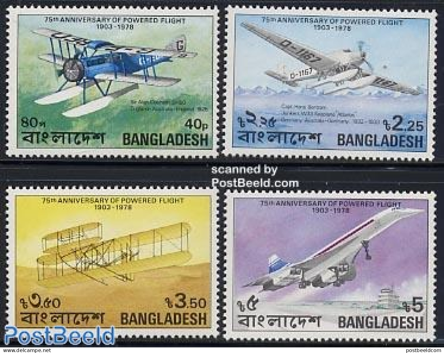 Bangladesh 1978 Wright Brothers 4v, Mint NH, Transport - Concorde - Aircraft & Aviation - Concorde