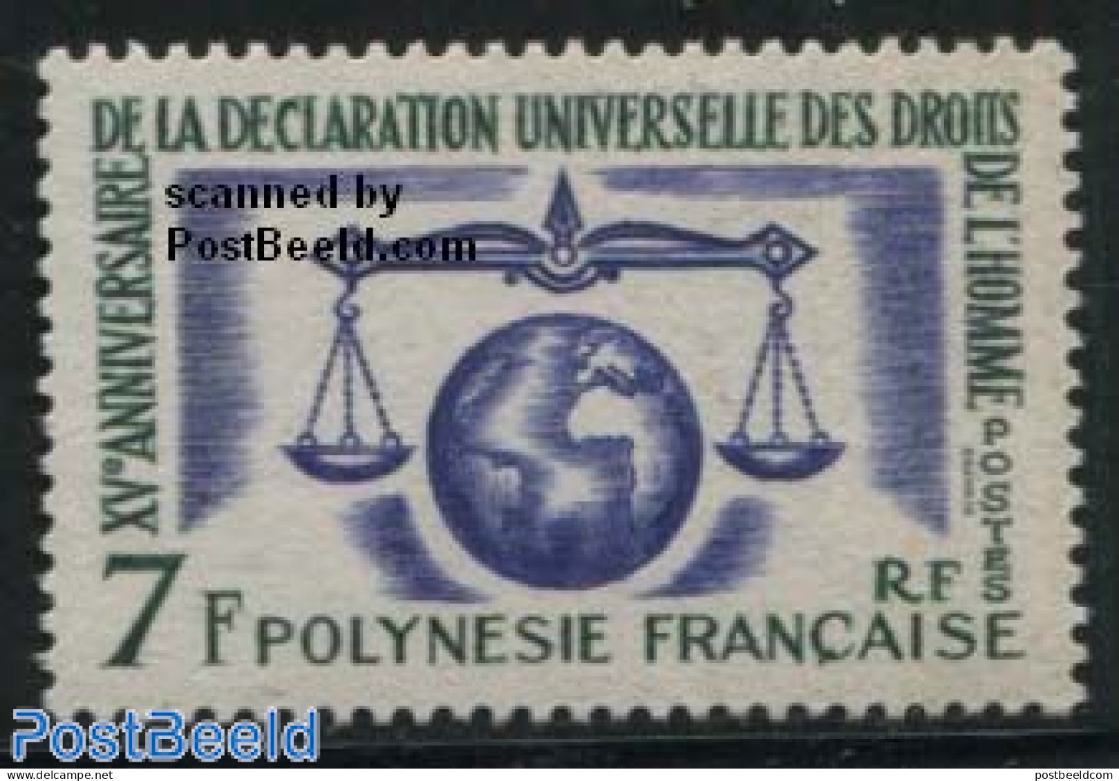 French Polynesia 1963 Human Rights 1v, Mint NH, History - Human Rights - United Nations - Nuovi