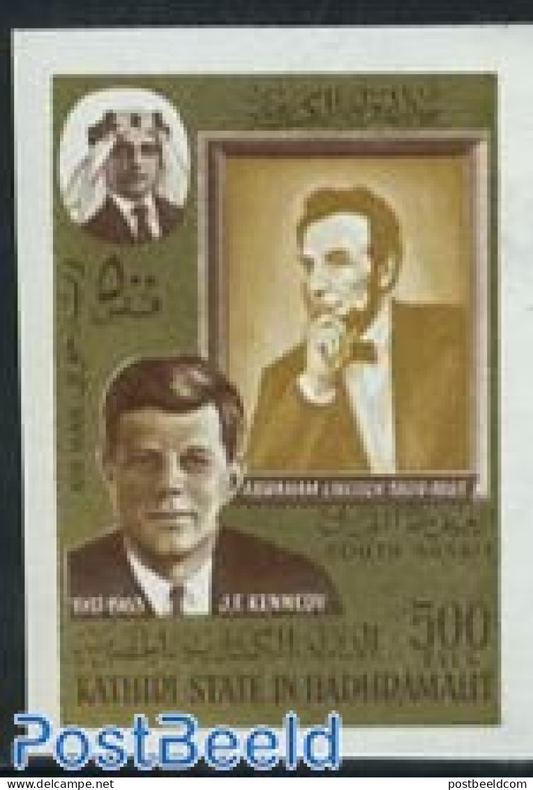 Aden 1967 KSiH, J.F. Kennedy 1v Imperforated, Mint NH, History - American Presidents - Sonstige & Ohne Zuordnung