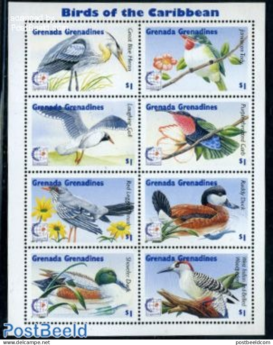 Grenada Grenadines 1995 Singapore 95, Birds 8v M/s, Mint NH, Nature - Birds - Woodpeckers - Hummingbirds - Grenade (1974-...)
