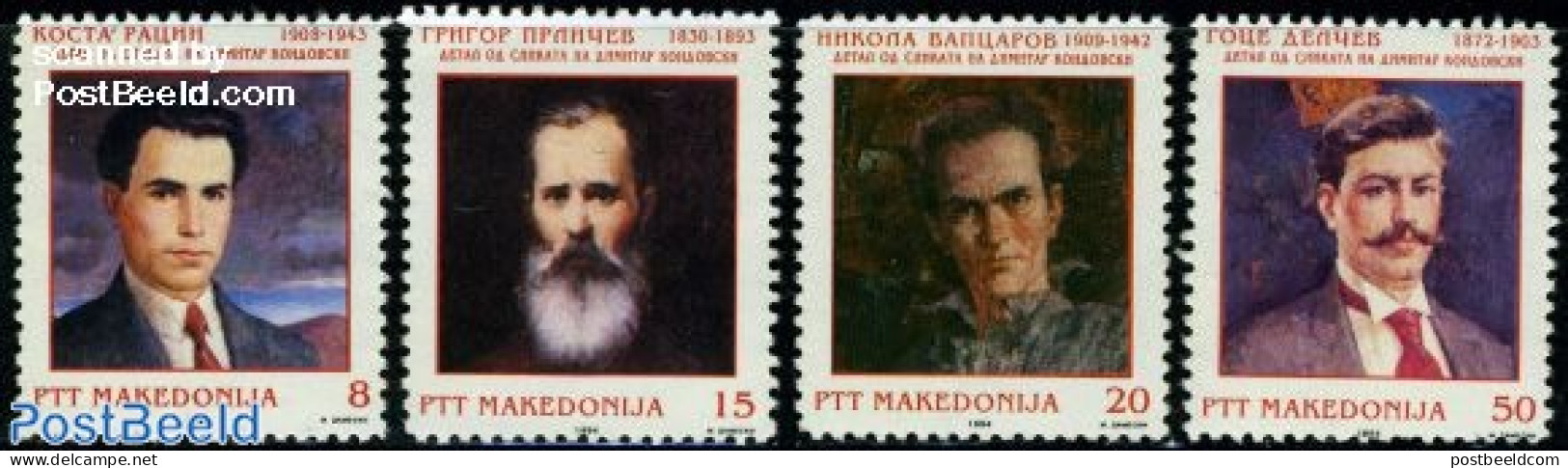 North Macedonia 1994 Revolution Heroes 4v, Mint NH, History - Politicians - Art - Authors - Escritores
