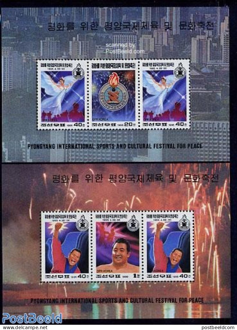 Korea, North 1995 Sport & Culture Festival 2 M/s, Mint NH, Sport - Sport (other And Mixed) - Corea Del Nord