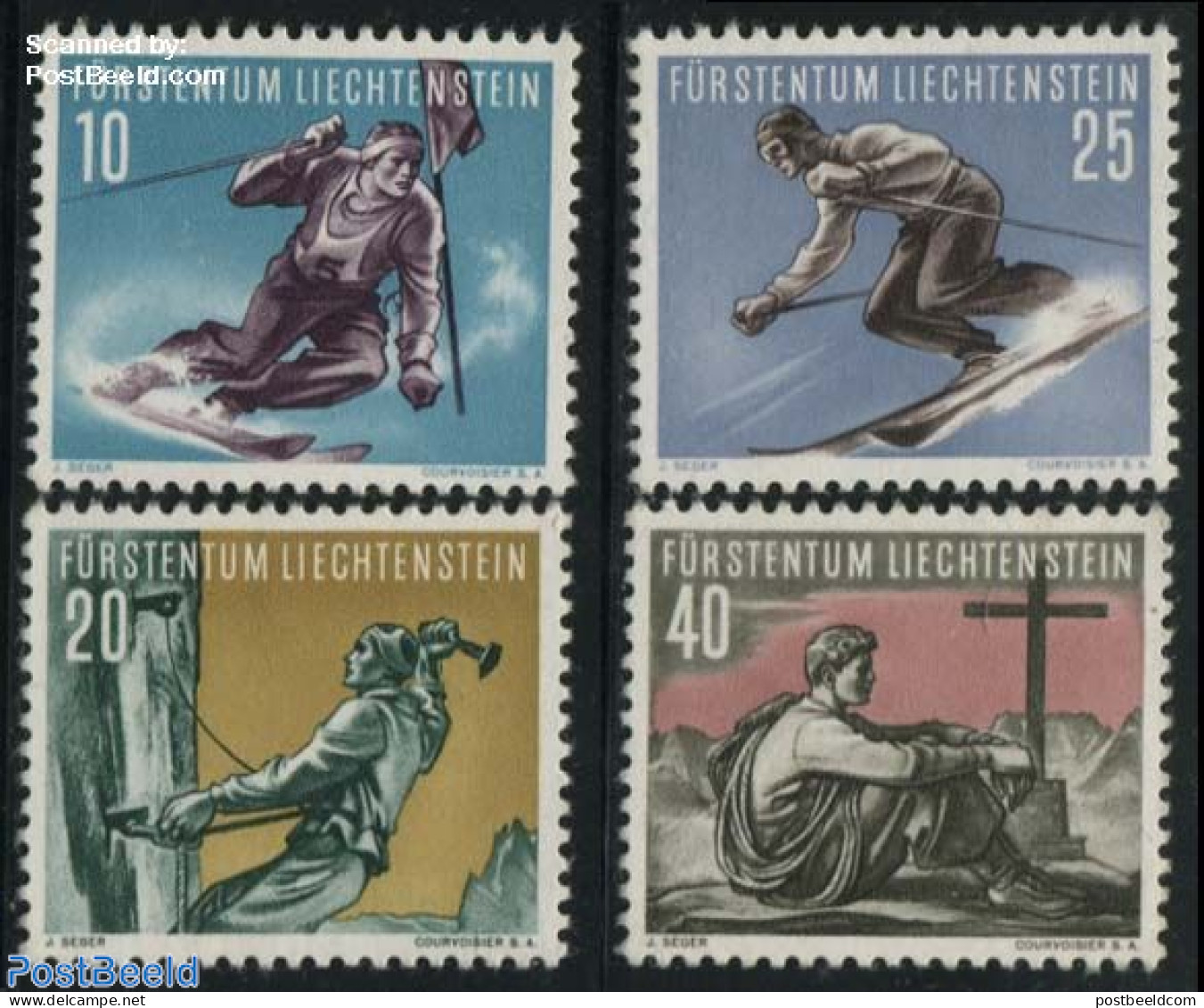 Liechtenstein 1955 Sports 4v, Unused (hinged), Sport - Mountains & Mountain Climbing - Skiing - Sport (other And Mixed) - Nuovi