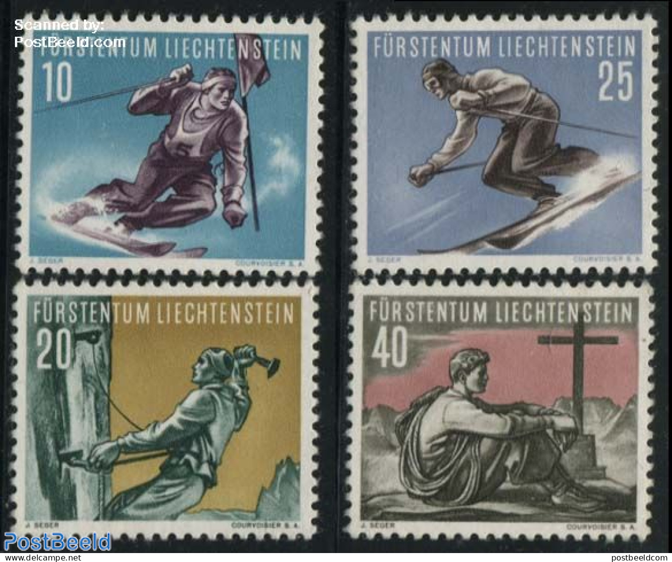 Liechtenstein 1955 Sports 4v, Unused (hinged), Sport - Mountains & Mountain Climbing - Skiing - Sport (other And Mixed) - Ongebruikt