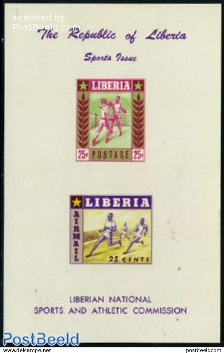 Liberia 1955 Sports S/s, Imperforated, Mint NH, Sport - Athletics - Boxing - Sport (other And Mixed) - Athlétisme