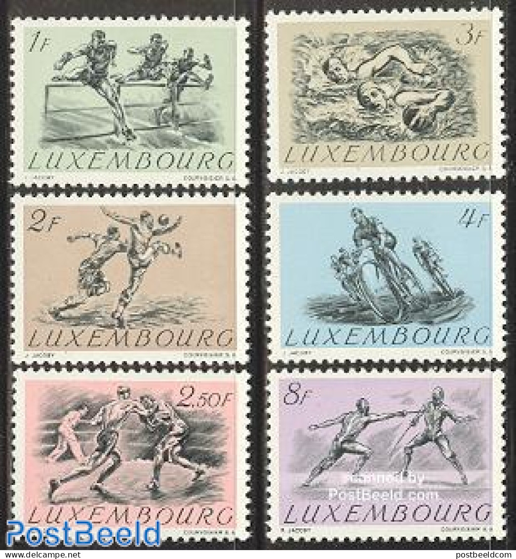 Luxemburg 1952 Sports 6v, Mint NH, Sport - Athletics - Boxing - Cycling - Fencing - Football - Olympic Games - Swimming - Ongebruikt