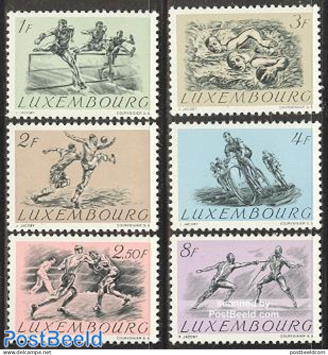 Luxemburg 1952 Sports 6v, Mint NH, Sport - Athletics - Boxing - Cycling - Fencing - Football - Olympic Games - Swimming - Nuovi