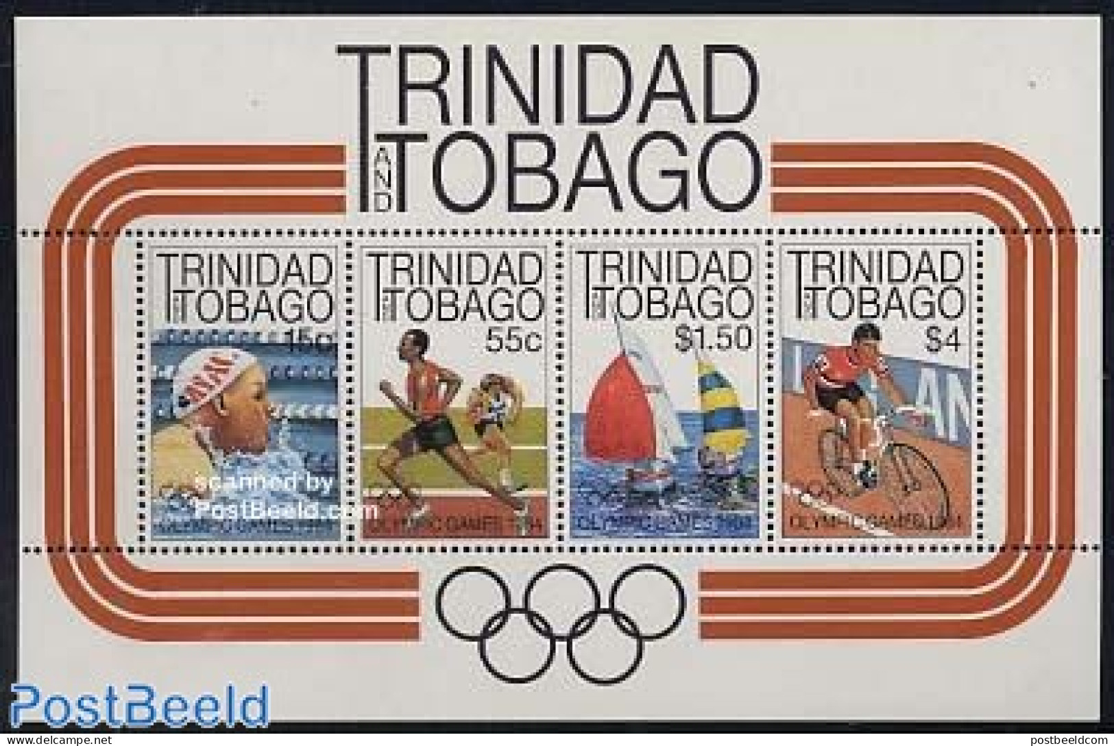 Trinidad & Tobago 1984 Olympic Games S/s, Mint NH, Sport - Transport - Athletics - Cycling - Olympic Games - Sailing -.. - Athletics