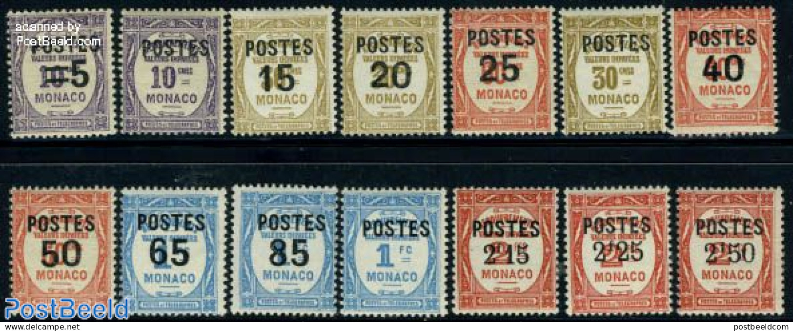 Monaco 1937 Overprints On Postage Due Stamps 14v, Mint NH - Sonstige & Ohne Zuordnung