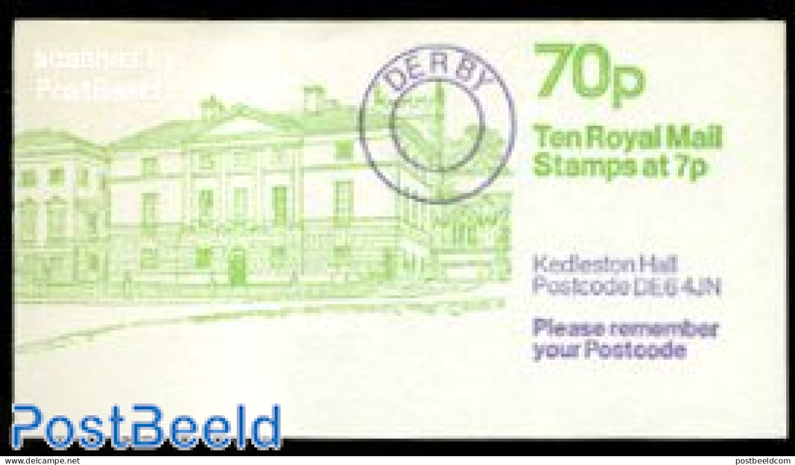 Great Britain 1979 Definitives Booklet, Kedleston, Selvedge At Left, Mint NH, Stamp Booklets - Art - Castles & Fortifi.. - Ongebruikt