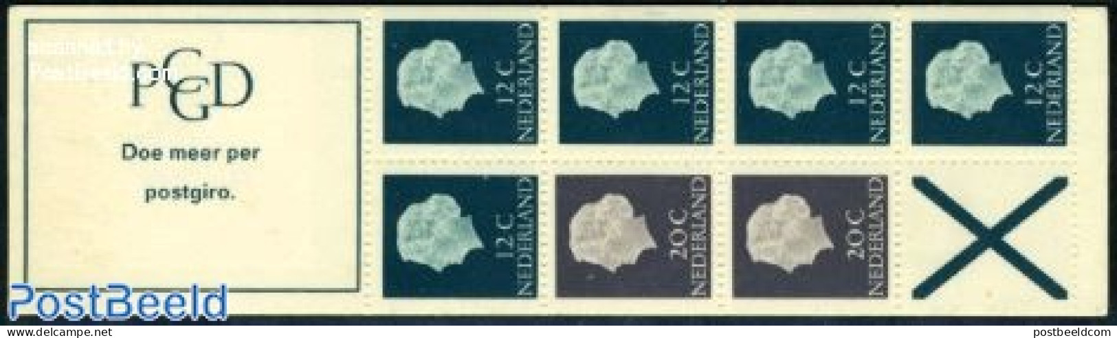 Netherlands 1967 5x12c+2x20c Booklet, Row Of Points Above 2nd 12c, Mint NH, Stamp Booklets - Ongebruikt