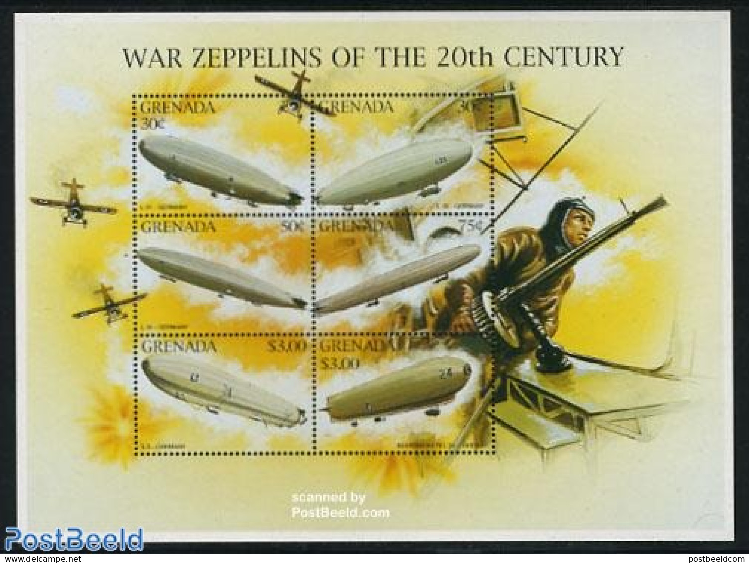 Grenada 1996 Airships 6v M/s, Mint NH, Transport - Zeppelins - Zeppelins