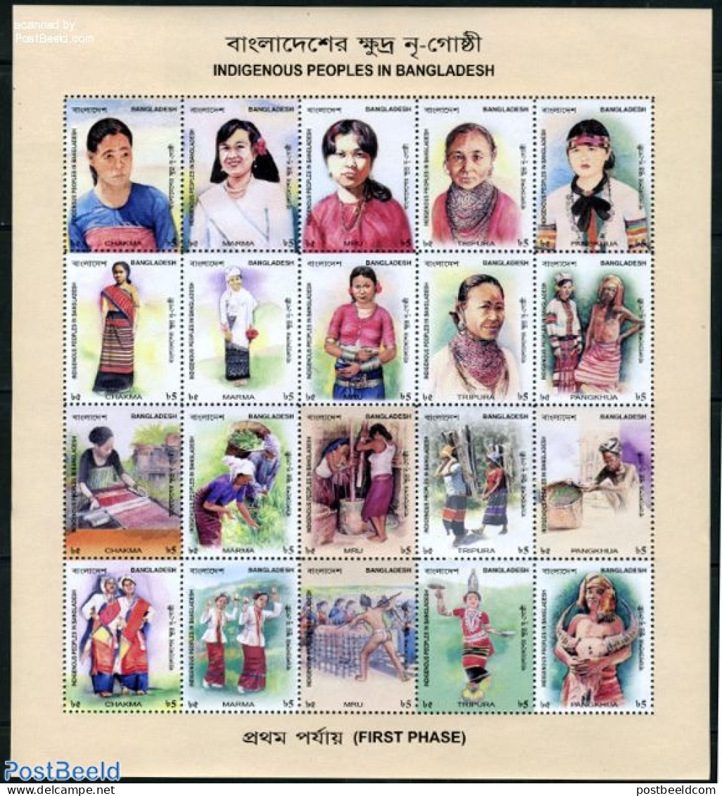 Bangladesh 2010 Indegenous People 20v M/s, Mint NH, History - Performance Art - Various - Dance & Ballet - Costumes - .. - Tanz