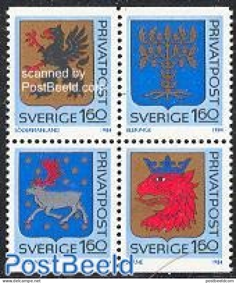 Sweden 1984 Provincial Coat Of Arms 4v [+], Mint NH, History - Nature - Coat Of Arms - Animals (others & Mixed) - Ongebruikt