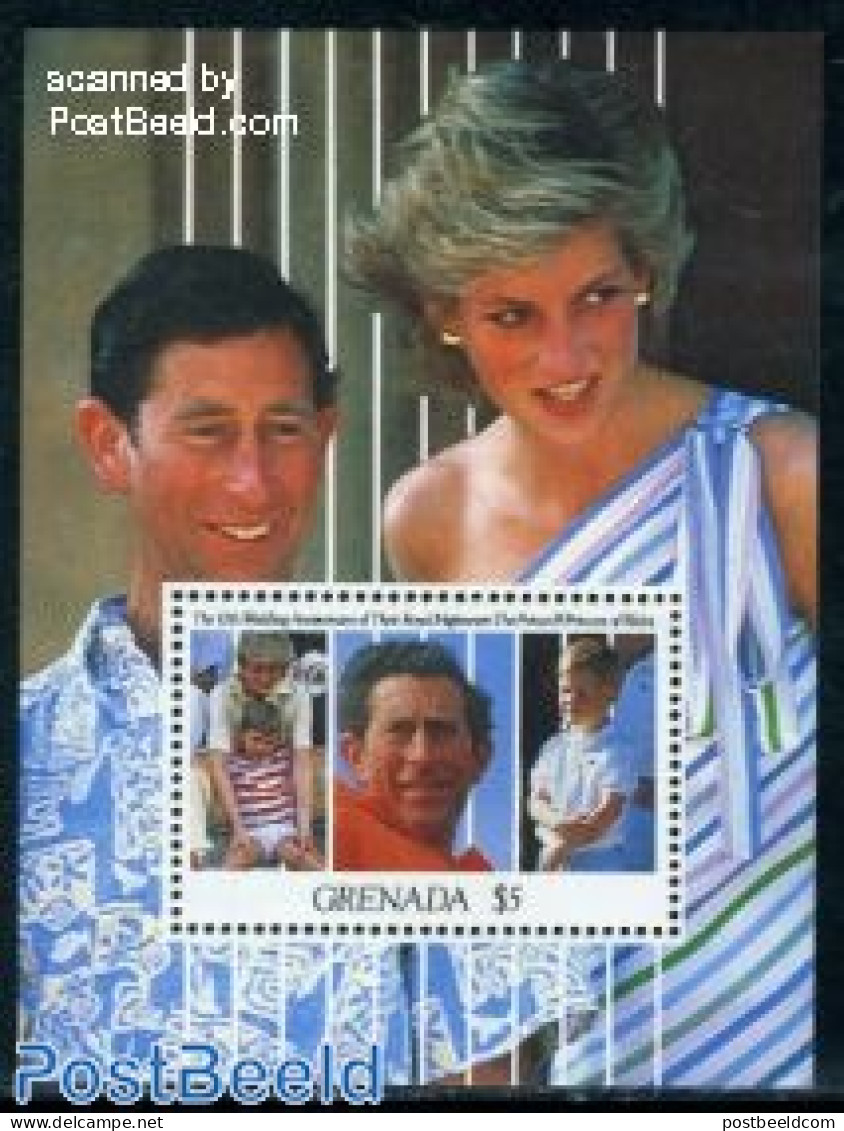 Grenada 1991 Charles & Diana S/s, Mint NH, History - Charles & Diana - Kings & Queens (Royalty) - Königshäuser, Adel