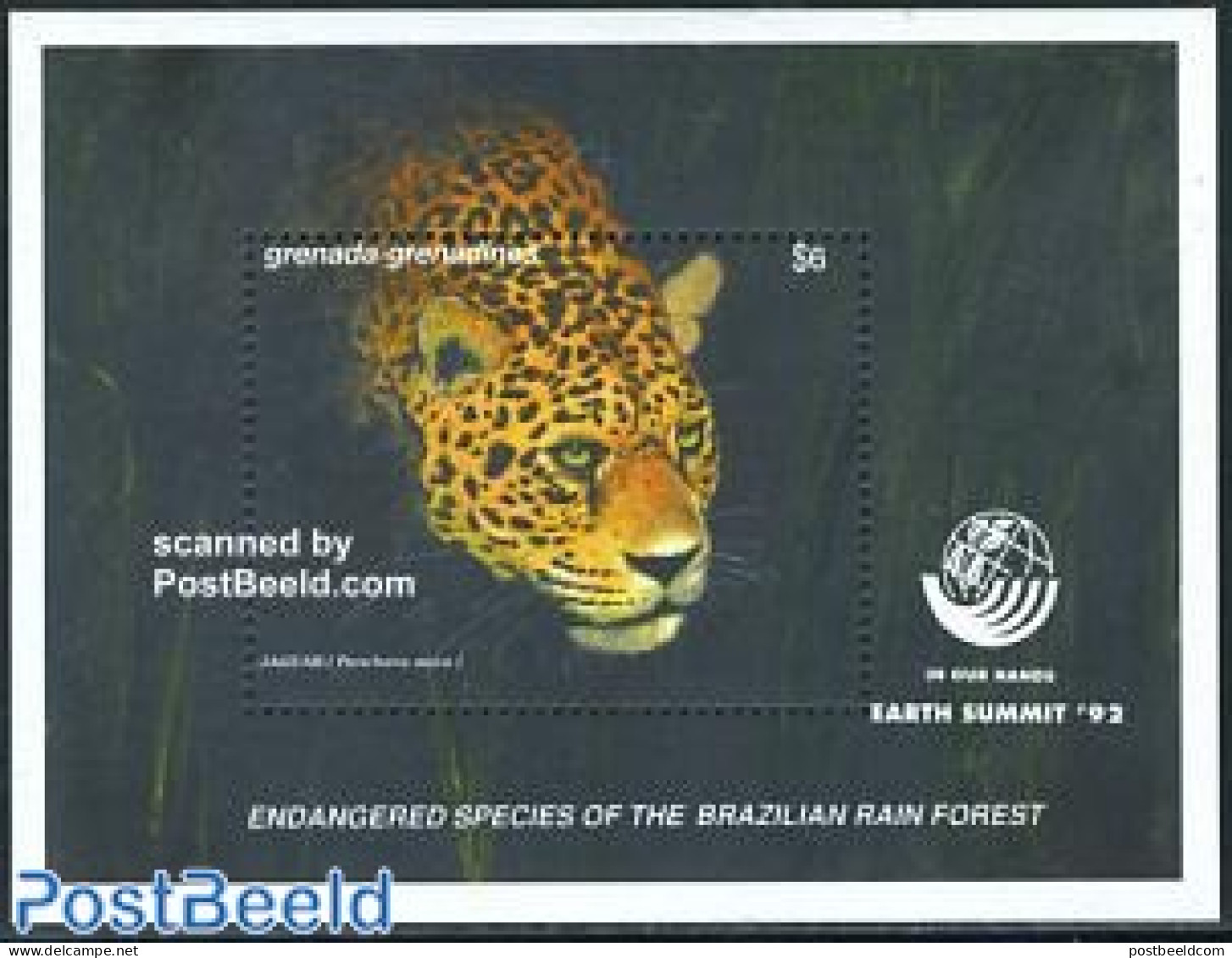 Grenada Grenadines 1992 UNCED S/s, Mint NH, History - Nature - United Nations - Animals (others & Mixed) - Cat Family .. - Umweltschutz Und Klima