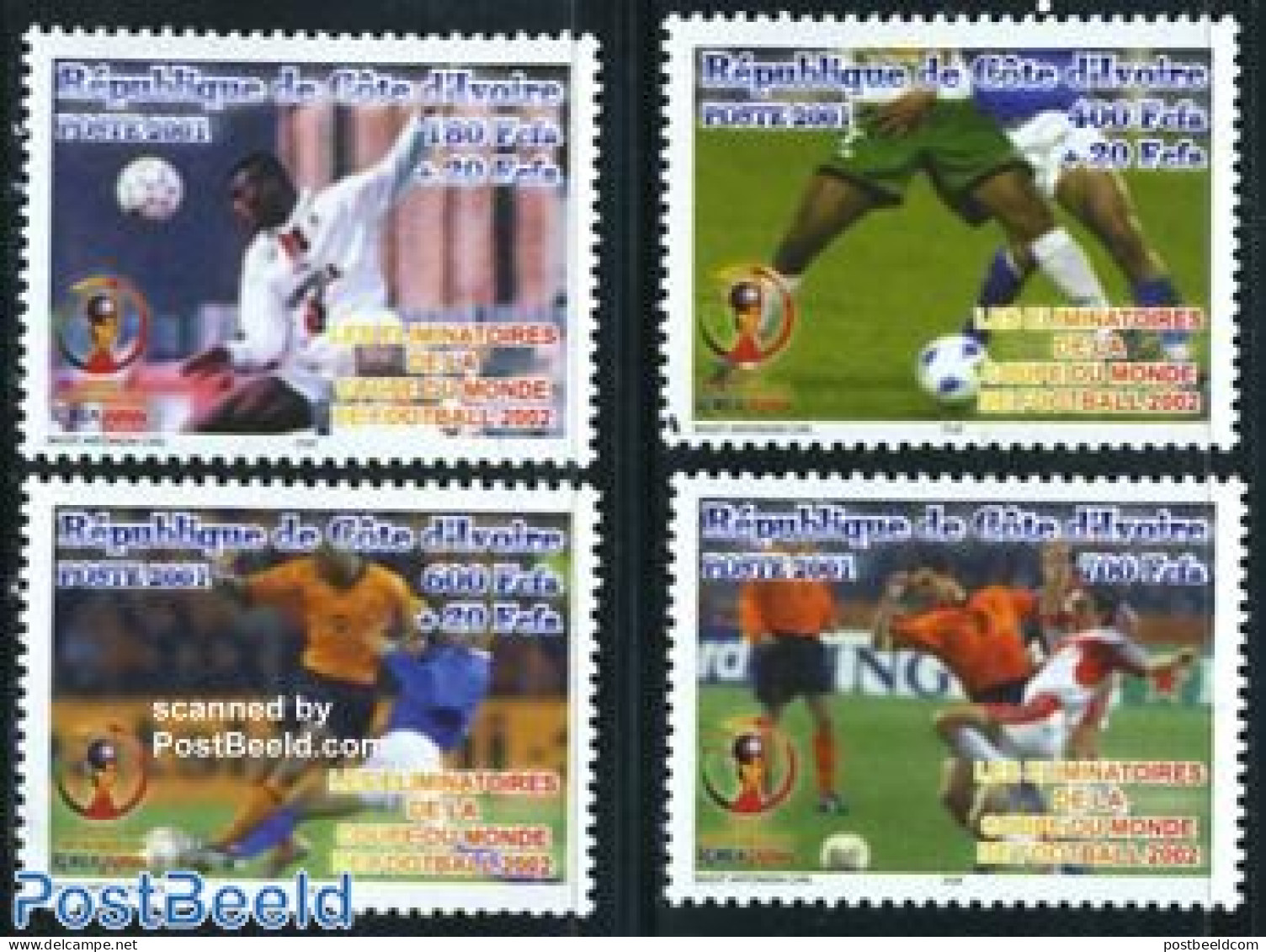 Ivory Coast 2001 World Cup Football 2002 4v, Mint NH, Sport - Various - Football - Round-shaped Stamps - Neufs