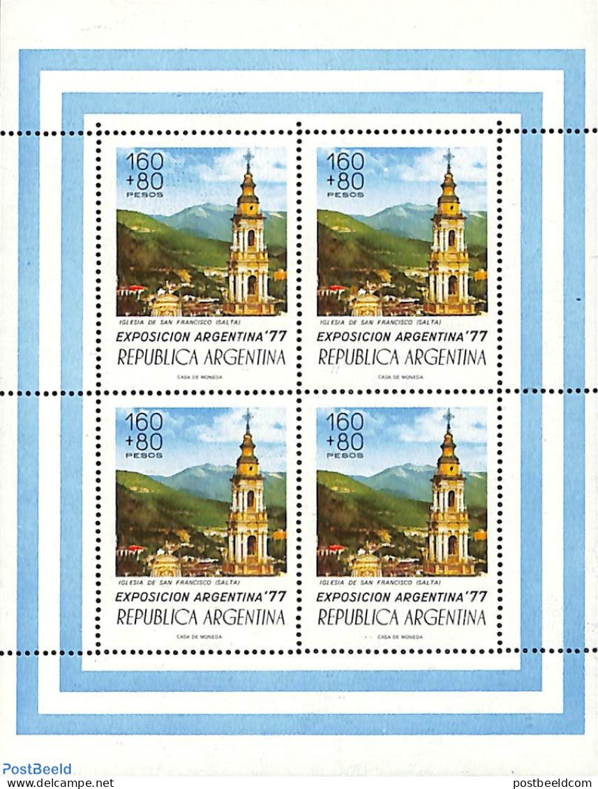 Argentina 1977 Argentina 77 Exp. M/s, Mint NH, Religion - Sport - Churches, Temples, Mosques, Synagogues - Football - Nuovi