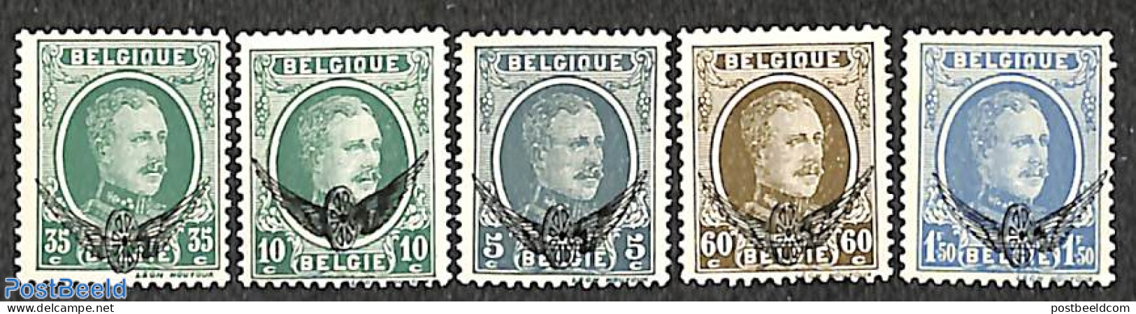 Belgium 1929 On Service Overprints 5v, Unused (hinged), Transport - Railways - Other & Unclassified