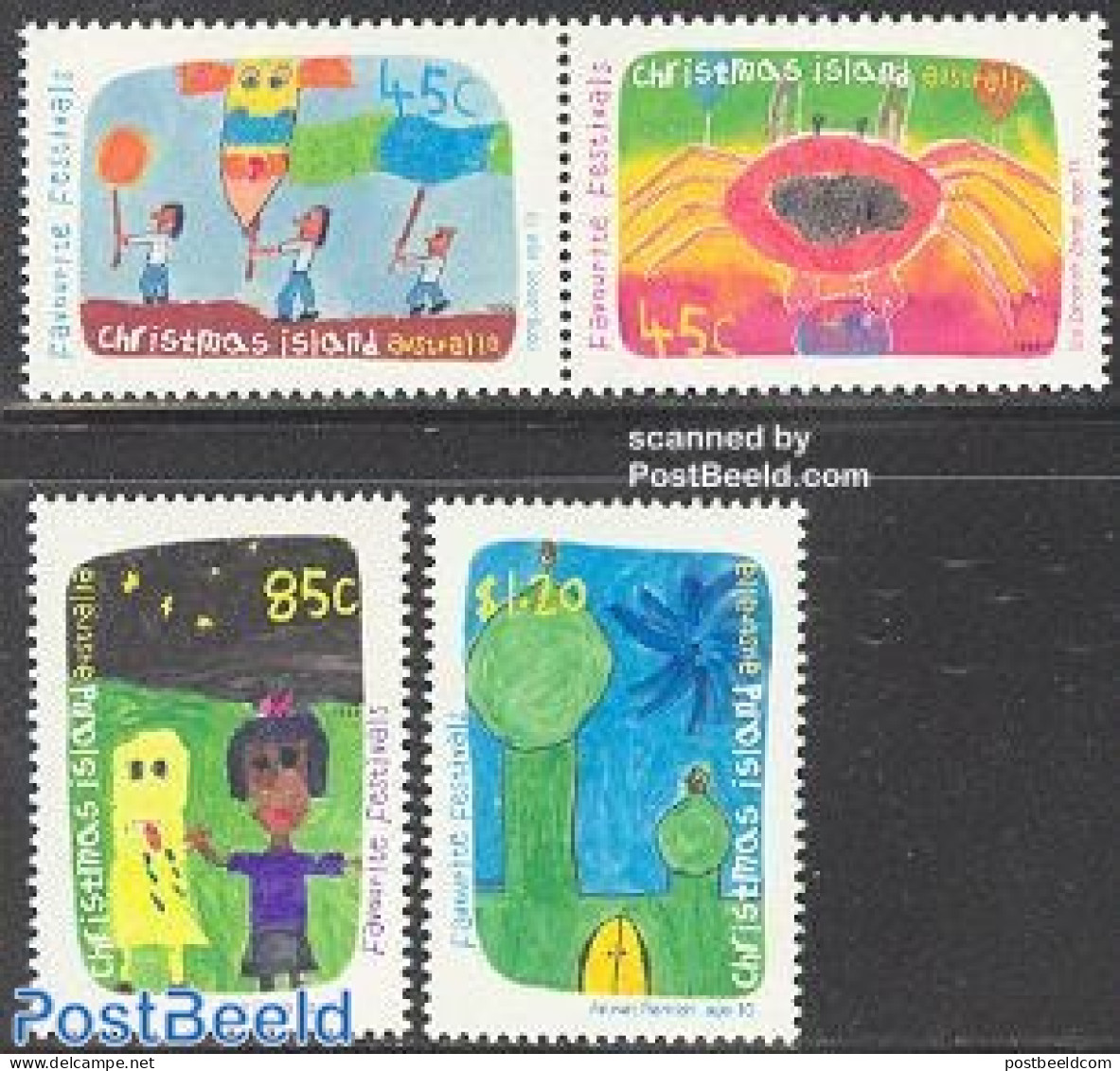 Christmas Islands 1999 Children Paintings 4v (2v+[:]), Mint NH, Art - Children Drawings - Christmaseiland