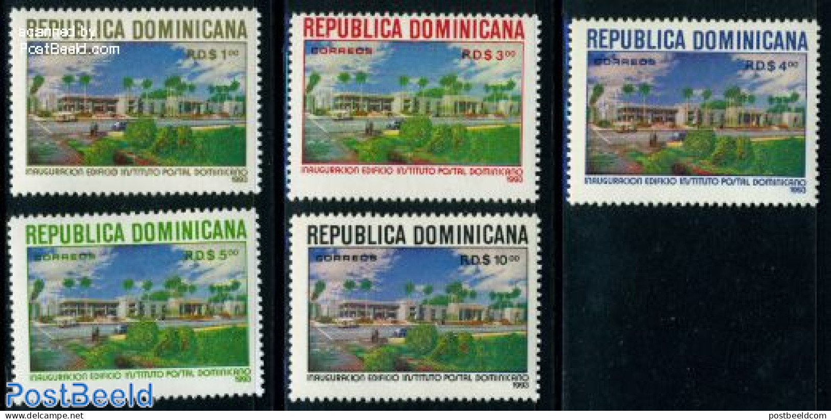 Dominican Republic 1993 New Postal Central 5v, Mint NH, Post - Poste