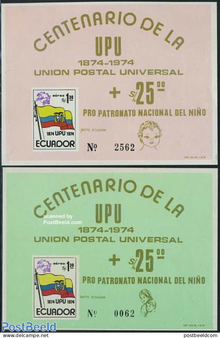 Ecuador 1974 UPU Centenary 2 S/s, Mint NH, History - Flags - U.P.U. - U.P.U.