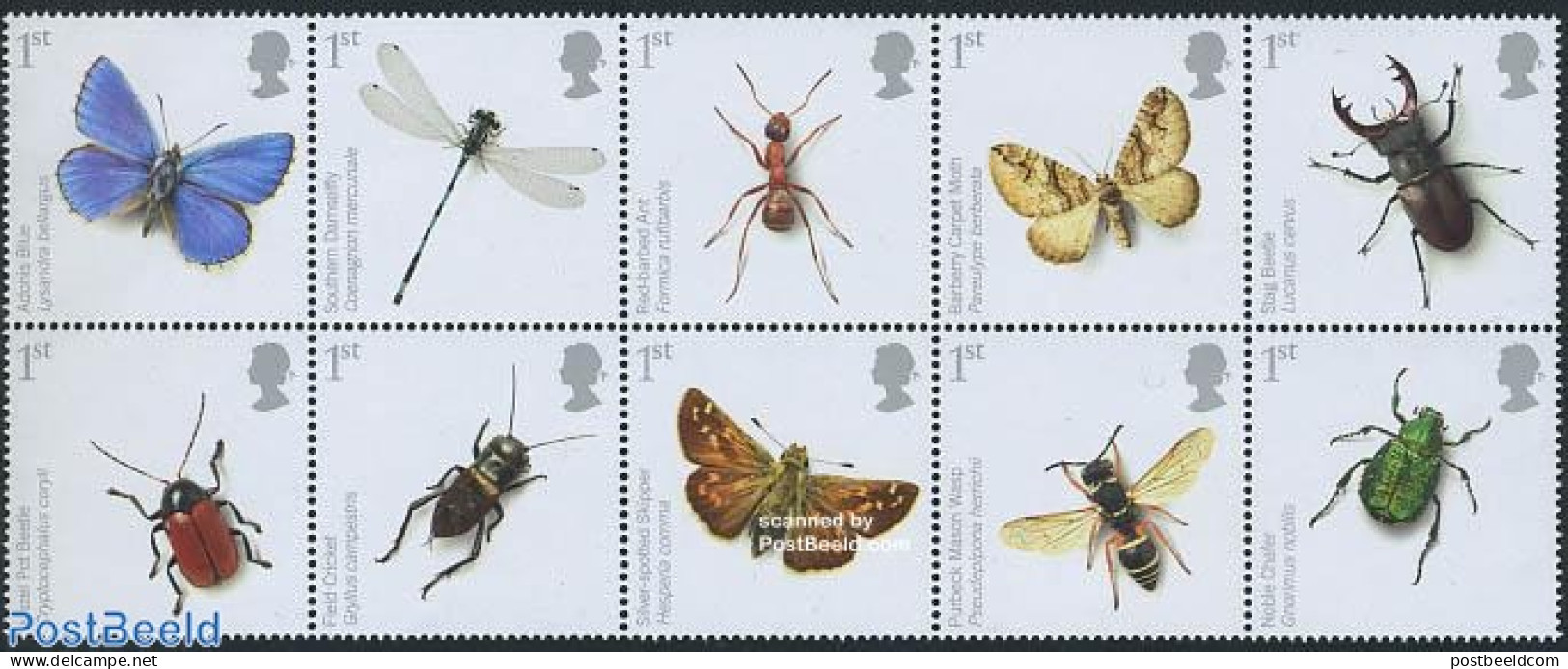 Great Britain 2008 Insects 10v [++++], Mint NH, Nature - Animals (others & Mixed) - Butterflies - Insects - Nuovi
