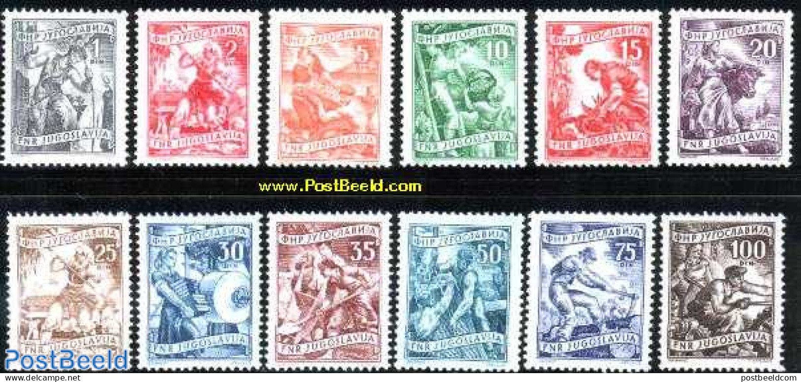 Yugoslavia 1951 Definitives 12v, Mint NH, Nature - Various - Fishing - Agriculture - Unused Stamps