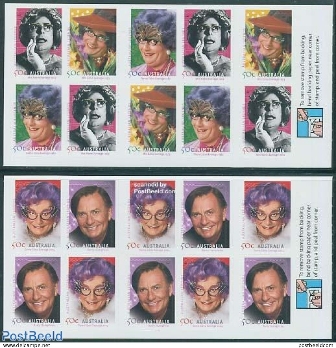 Australia 2006 Dame Edna 2 Foil Booklets, Mint NH, Performance Art - Movie Stars - Stamp Booklets - Neufs