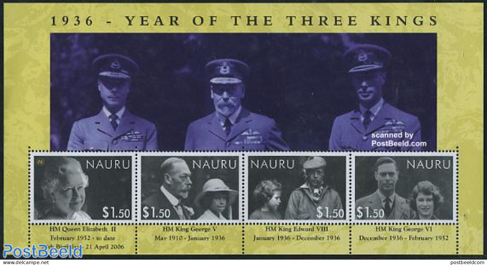 Nauru 2006 Year Of The Three Kings 4v M/s, Mint NH, History - Kings & Queens (Royalty) - Königshäuser, Adel