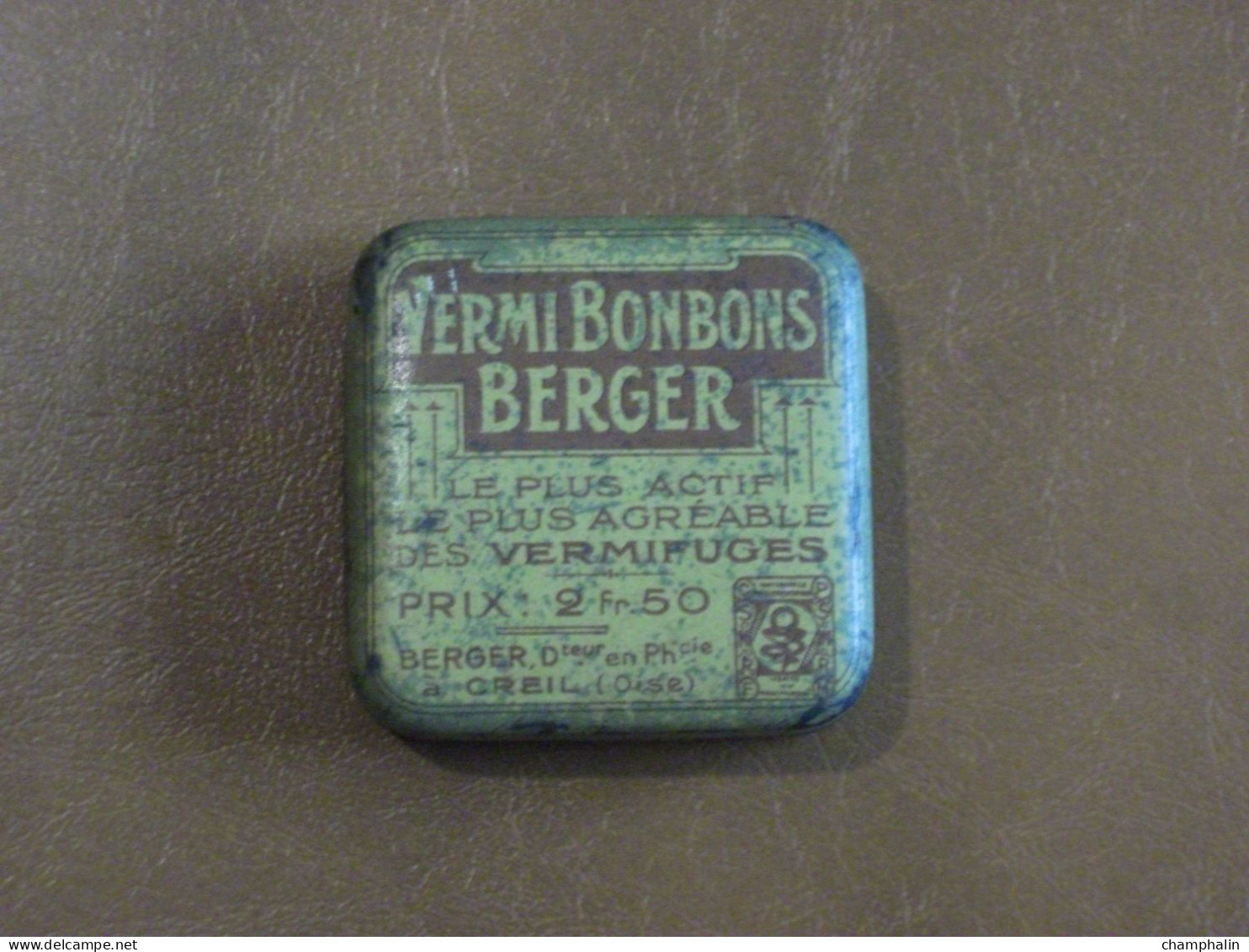 Boîte En Métal Ancienne - Vermi Bonbons Berger - Pharmacie Berger à Creil (60) - Vermifuge - Cajas