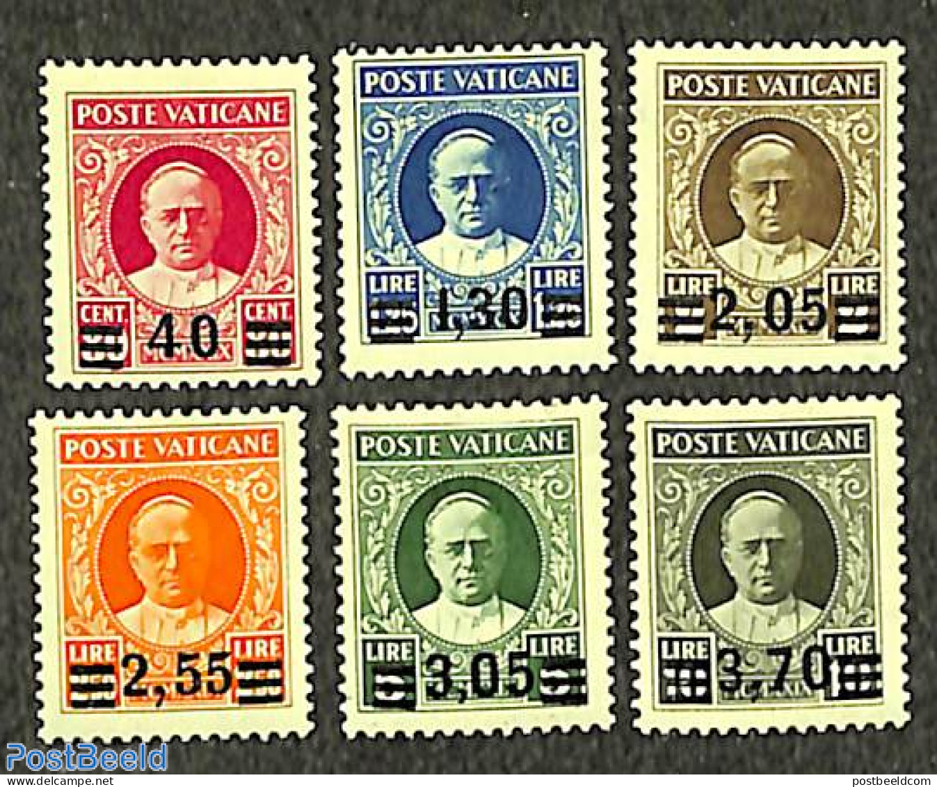 Vatican 1934 Overprints 6v , Unused (hinged), Religion - Pope - Neufs