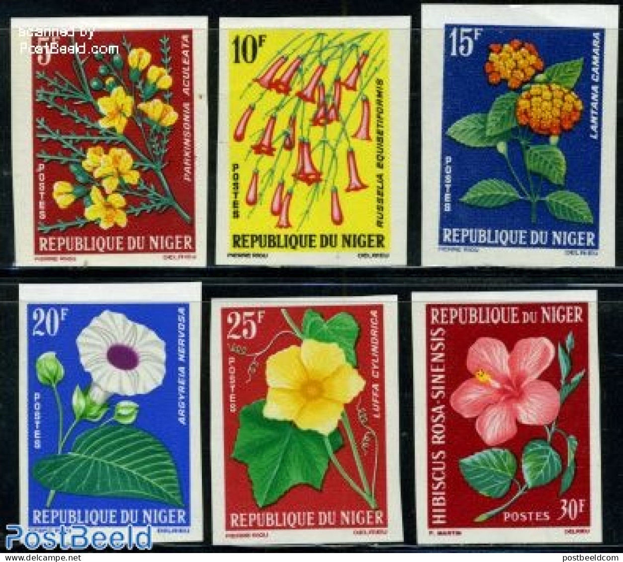 Niger 1964 Flowers 6v, Imperforated, Mint NH, Nature - Flowers & Plants - Níger (1960-...)