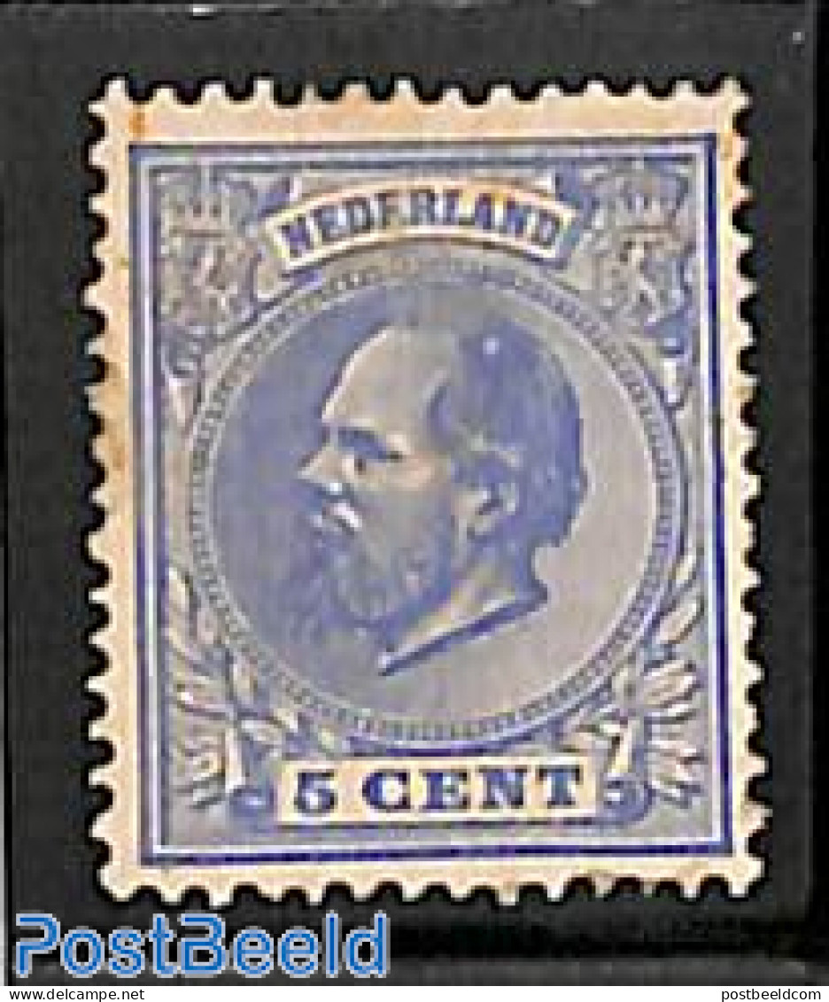 Netherlands 1877 5c, Perf. 13.5:13.25, Large Holes, Stamp Out Of Se, Unused (hinged) - Ongebruikt