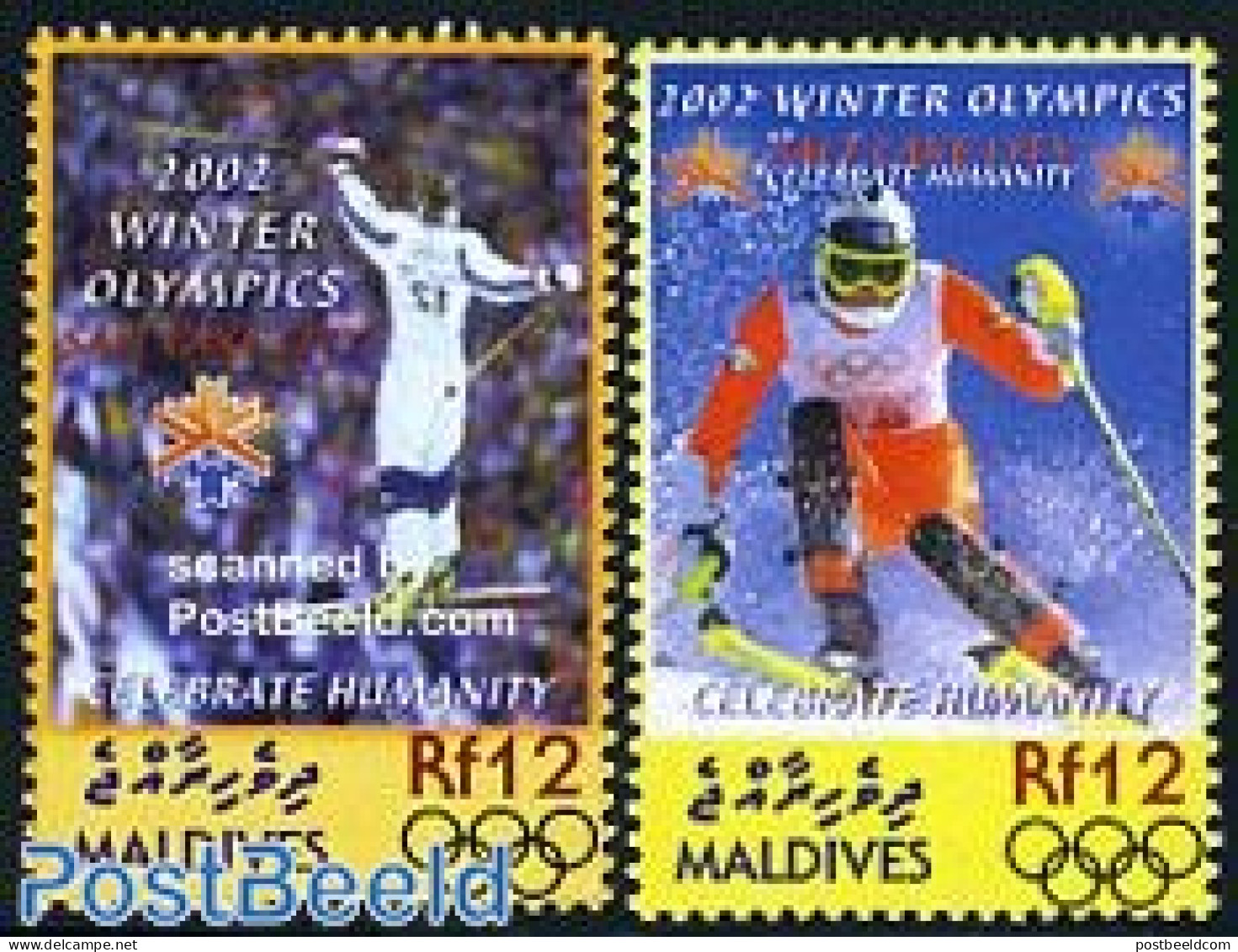 Maldives 2002 Olympic Winter Games 2v, Mint NH, Sport - Olympic Winter Games - Skiing - Skisport