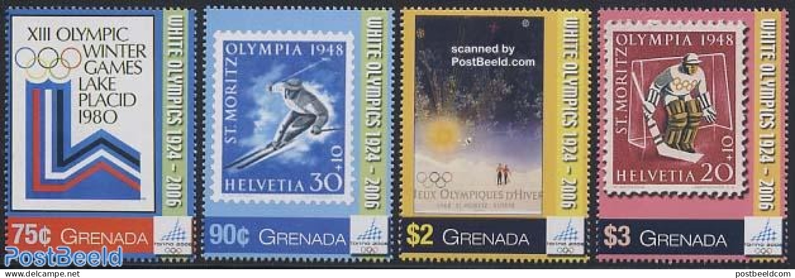 Grenada 2006 Olympic Winter Games 4v, Mint NH, Sport - Olympic Winter Games - Skiing - Stamps On Stamps - Skisport