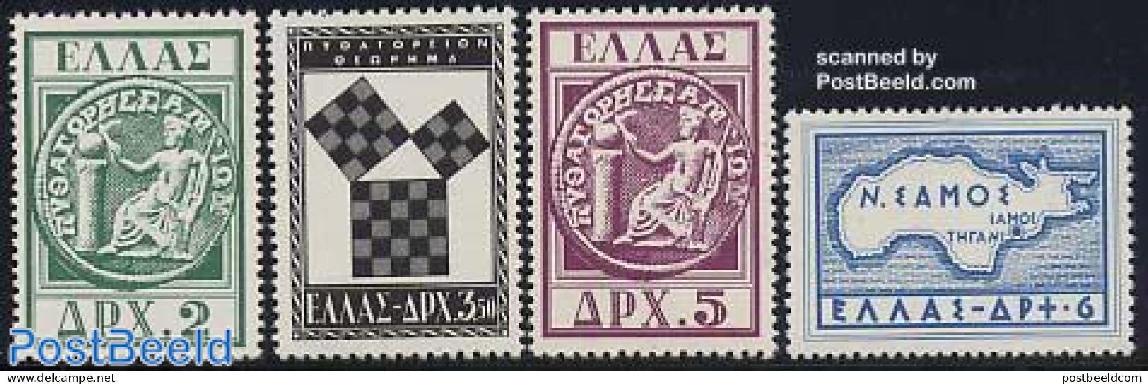 Greece 1955 Pythagoras Congress 4v, Unused (hinged), Science - Various - Statistics - Maps - Money On Stamps - Unused Stamps