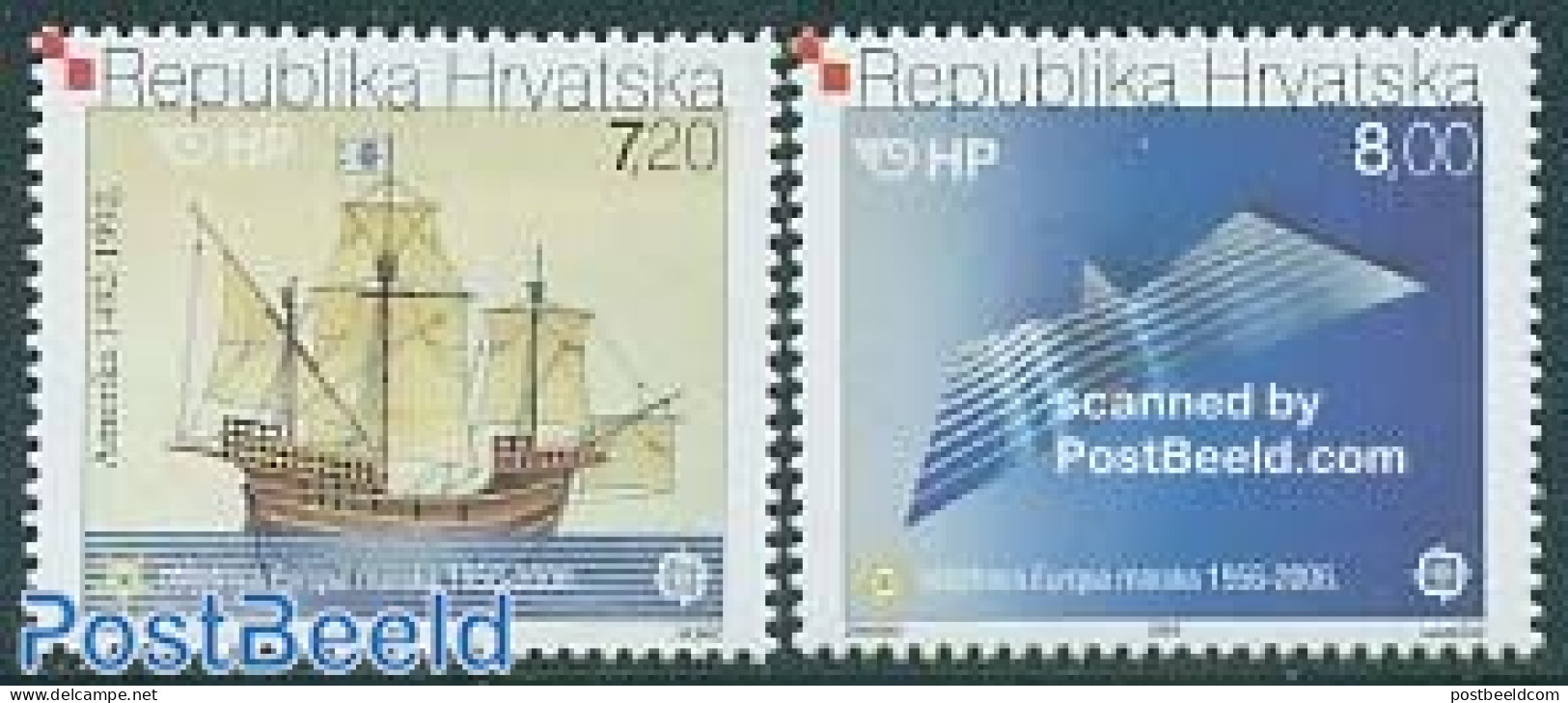 Croatia 2005 50 Years Europa Stamps 2v, Mint NH, History - Transport - Europa Hang-on Issues - Ships And Boats - Idées Européennes