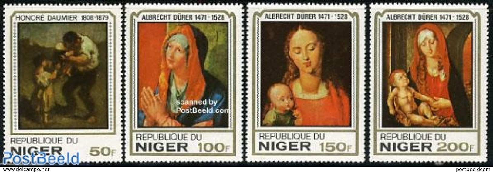 Niger 1979 Daumier, Durers 4v, Mint NH, Art - Dürer, Albrecht - Paintings - Níger (1960-...)