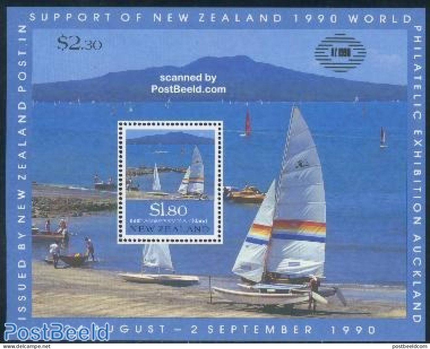 New Zealand 1990 Auckland Exposition S/s, Mint NH, Sport - Transport - Sailing - Philately - Ships And Boats - Ongebruikt
