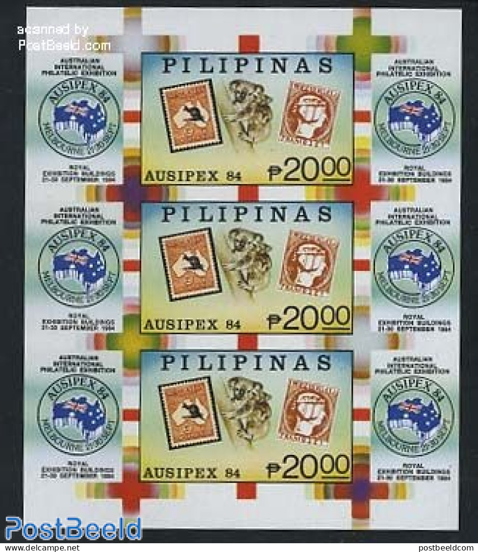 Philippines 1984 Ausipex S/s Imperforated, Mint NH, Stamps On Stamps - Briefmarken Auf Briefmarken