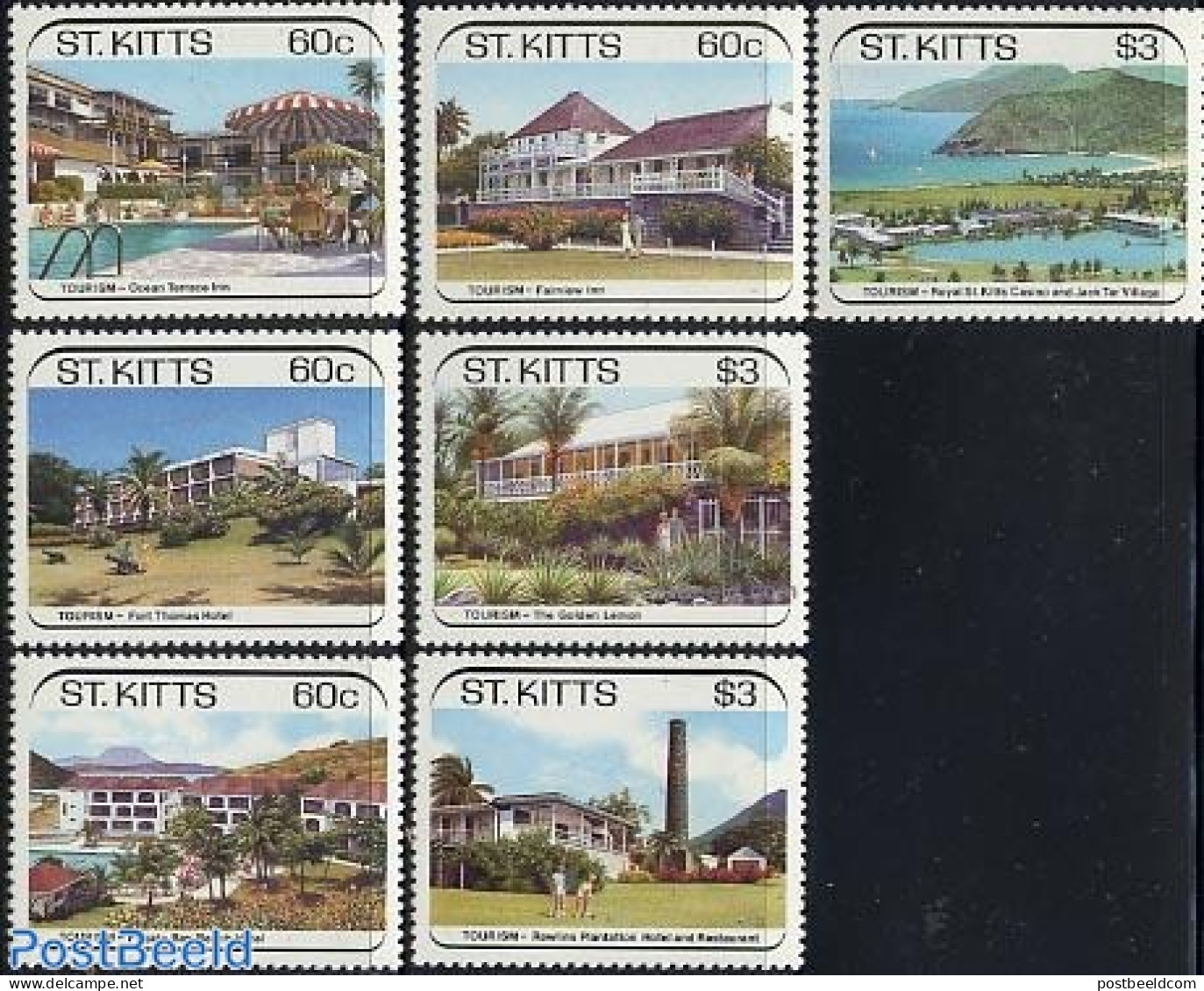 Saint Kitts/Nevis 1988 Tourism 7v, Mint NH, Sport - Various - Golf - Hotels - Tourism - Golf