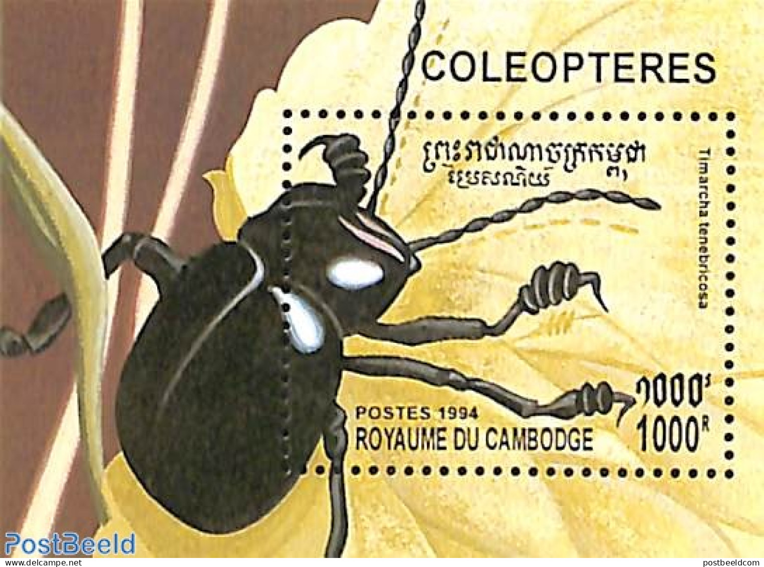 Cambodia 1994 Beetles S/s, Mint NH, Nature - Insects - Cambodge